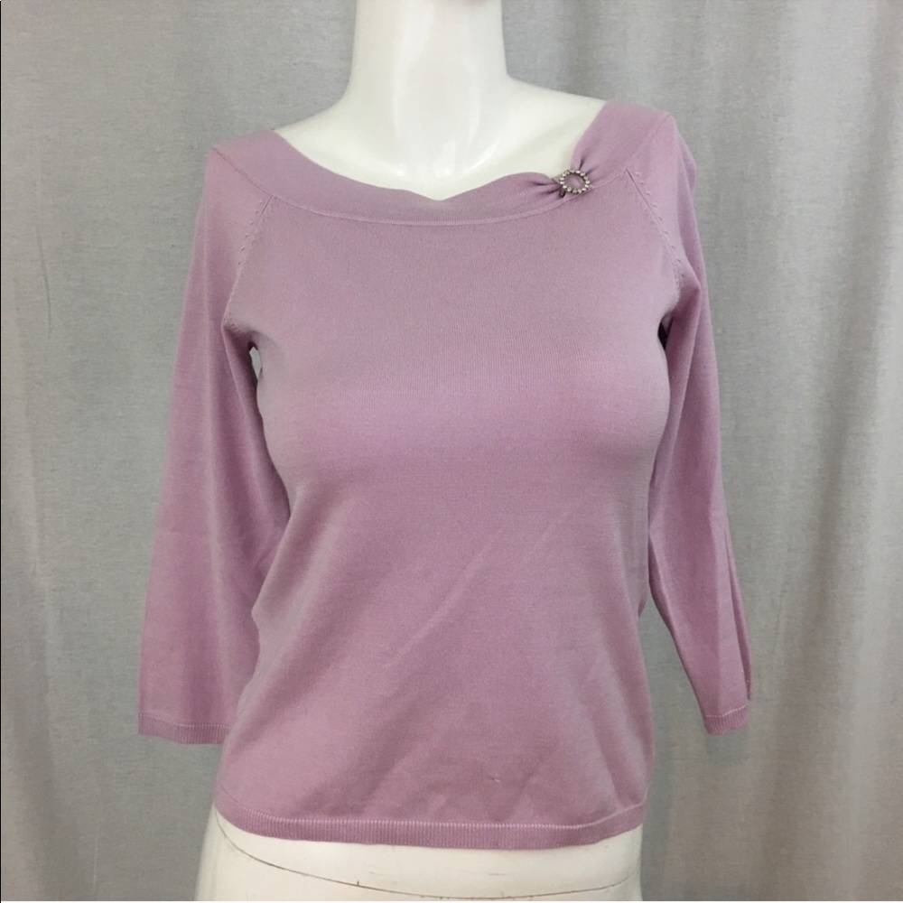 SOLD Sz Small Ann Taylor 3/4 Sleeve Silk Sweater - Picture 4 of 8